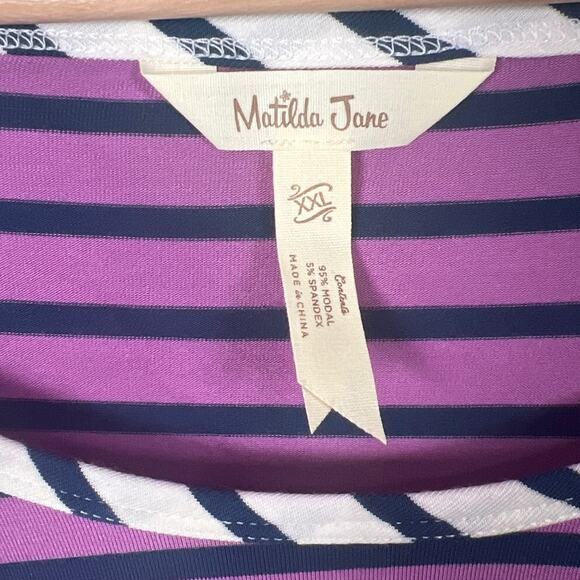 Matilda jane 2XL Modal Purple Striped Swing Top Tunic Womens No Limitations - Picture 4 of 6